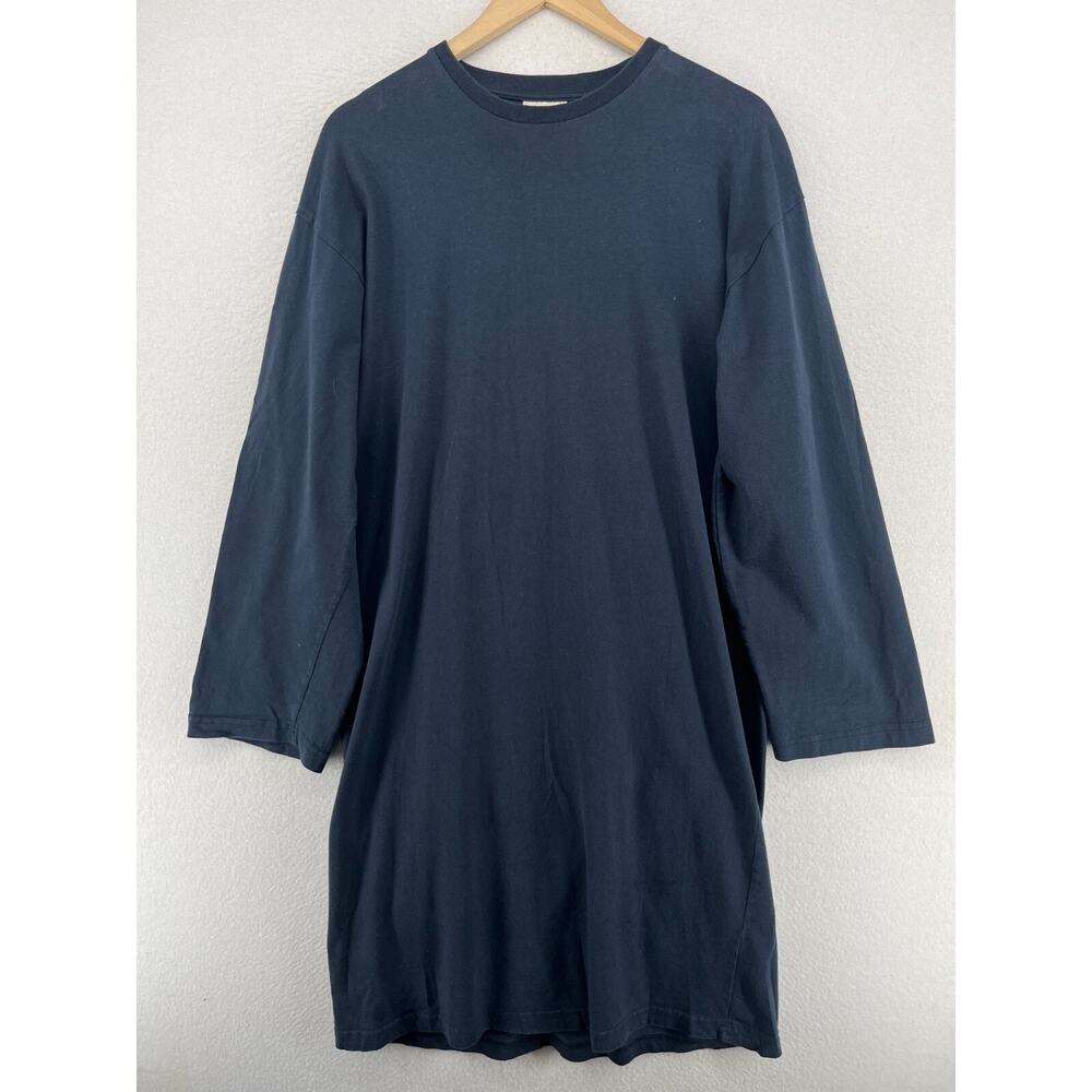 VERMONT COUNTRY STORE Nightgown L Crewneck Long Sleeve Lounge Cotton Blue